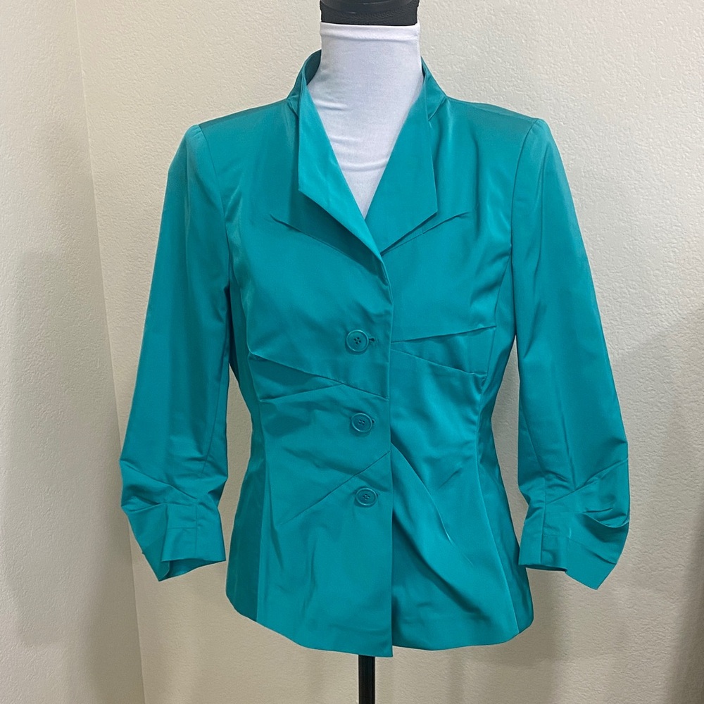 Lafayette 148 Teal Button-Up Blazer